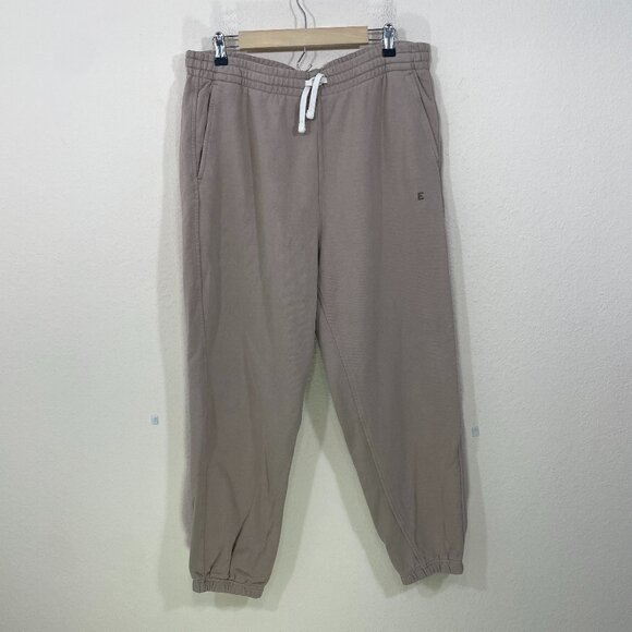 Everlane Sweatpants‎ Womens Large Organic Cotton Jogger 27" Inseam Tan - Picture 1 of 9